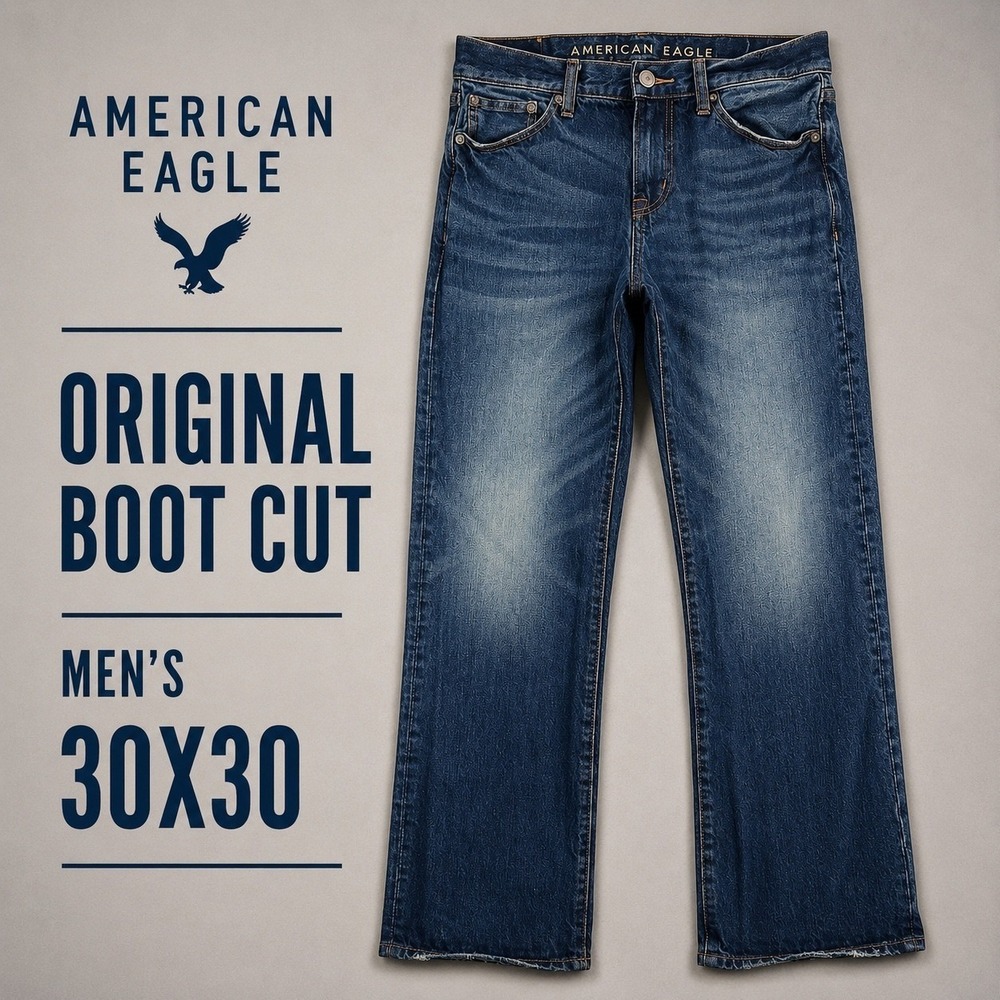 American Eagle Original Boot Cut Jeans Mens 30x30 Medium Wash Blue Denim - Picture 1 of 9